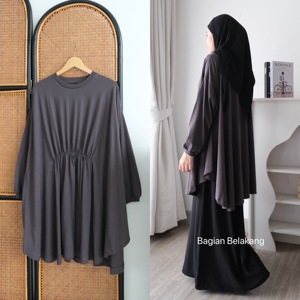 Tunique ample et respirante en viscose pour femme, coupe drapée, style modeste - Product Image 3