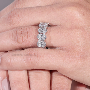Anillo de Boda de Lujo de Oro Blanco de 18K con Diamante Ovalado Cultivado en Laboratorio, Color EF, Claridad VVS2, Anillo de Eternidad Completo para Mujer, Regalo de Aniversario - Product Image 5