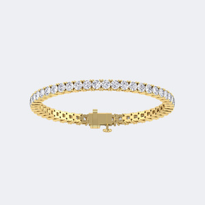 9.27CTW 18k <b>Gold</b> Plated Round Prong-<b>Set</b> E Color for Certified Unisex Diamond Tennis Bracelet - Product Image 1