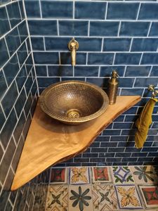 Luxury Countertop Brass Wash <b>Basin</b> Handmade Premium Bathroom Sink Decorative Vanity Bowl Durable Elegant Interior Design Solutio - Product Image 1