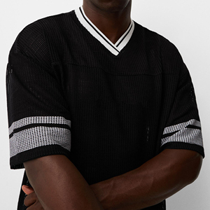 T-shirt en microfibre pour homme 2026, col en V, style hip-hop, maille respirante, tissu doux et confortable, coupe oversize personnalisée, séchage rapide, tendance - Product Image 3