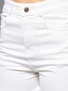 Shorts de mezclilla para mujer, cintura alta, corte mom, desgastados, lavado azul clásico, dobladillo plegado, informales, de verano, venta al por mayor - Product Image 5