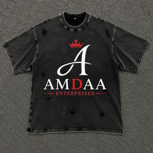 เสื้อยืดครอปท็อปแขนสั้นคอกลมสีดำผ้าฝ้ายสำหรับผู้ชายจาก Amdaa Enterprises ทรงหลวมสไตล์สตรีทแวร์ ล้างสีแบบแอซิดวอช มีกระเป๋าด้านหน้า - Product Image 1