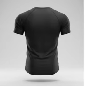 Camiseta Deportiva Personalizada para Hombre de Alto Rendimiento, Mezcla de Poliéster y Elastano, Corte Atlético y Dobladillo Curvo, Color Negro Liso, Ropa de Gimnasio - Product Image 3