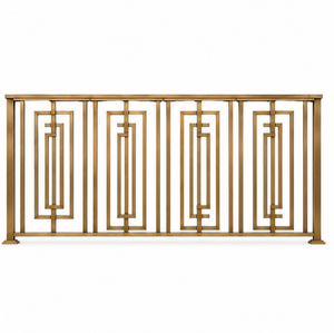Modern Geometric Bronze Metal <b>Stair</b> Railing with Nested Rectangle Balusters for Villas Hotels and Contemporary Interiors - Product Image 4