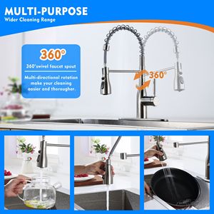 Single Handle Pull-Down Spring Neck Sprayer Kitchen Faucet with <b>Deck</b> Plate Basin Faucets Product - Product Image 2