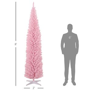 "8ft Pre-Lit Artificial Christmas <b>Tree</b> with Realistic Branches & 618 Tips <b>Plastic</b> Base 180cm Pink Decorated Warm Light" - Product Image 3