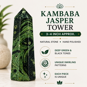 หินแจสเปอร์คัมบาบาธรรมชาติทรงหอคอย ขนาด 3-4 นิ้ว ขัดเงา สีเขียว หินอัญมณีปลายแหลม แกะสลักด้วยมือ สำหรับเสริมฮวงจุ้ย ALIZA AGATE EXPORTS - Product Image 2