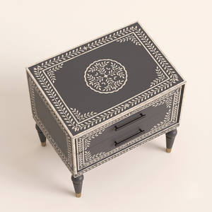 Handcrafted Modern Design Accent Side <b>Stool</b> Table with Bone Inlay Leaf Boarder Pattern for Living Room Office <b>Bathroom</b> Hotel Use - Product Image 3