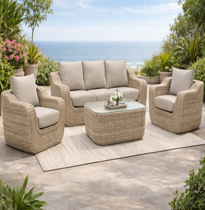 Weather Resistant PE Rattan Outdoor Sofa Set Modern Wicker Garden Furniture Aluminum Frame Coffee Table Waterproof Living Room - Product Image 3