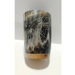 Verres à shot de luxe en corne de buffle et de bœuf naturels avec base en bois – Chopes à bière authentiques en corne de style médiéval viking - Product Image 4
