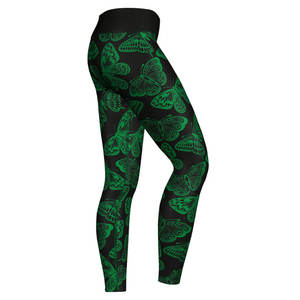 Leggings de yoga taille haute longueur intégrale imprimé papillon vert respirant en Spandex et Polyester avec taille élastique - Product Image 5