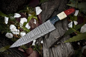 Cuchillo de Chef Hecho a Mano de Acero de Damasco | Cuchillo de Cocina de 13 Pulgadas con Mango de Madera de Palisandro | Cuchilla Profesional Afilada para Uso Doméstico y en Restaurantes - Product Image 3