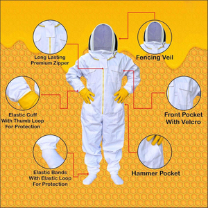Combinaison d'apiculture ultra-ventilée avec voile de protection, fermeture éclair de qualité supérieure, combinaison de protection pour apiculteur avec gants, vente en gros OEM - Product Image 5
