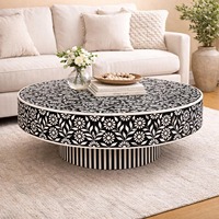 Table basse de luxe faite à la main en os incrusté, design moderne, durable et multifonctionnelle pour salon