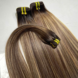 Virgin Raw Vietnamese Hair Super Quality Fast Bone Straight Piano Color <b>Silky</b> Machine Double Weft Weaving 100g - Product Image 3