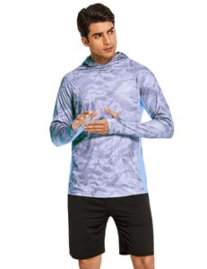 Chemise de pêche pour homme, camouflage, à capuche, UPF 50+, 100% polyester, avec masque, légère, protection solaire - Product Image 1