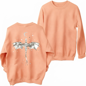 Sweat-shirt en velours à col rond et manches lanternes pour femme, imprimé personnalisé Peach, style streetwear décontracté, respirant, en nylon/coton, pour l'hiver - Product Image 1