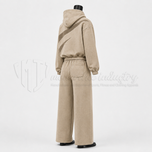 Conjunto Deportivo Unisex Beige con Capucha, Manga Larga, Patrón Geométrico, Corte Holgado, Ropa Casual de Otoño con Pantalones con Cordón - Product Image 4
