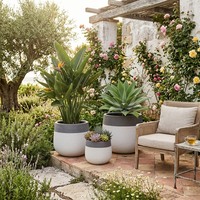 Pot de fleurs en béton minimaliste écologique léger Ronglin GRC pour la maison, le jardin, l'hôtel - Vente en gros disponible