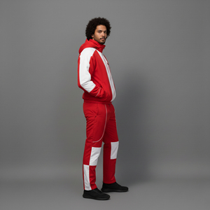 Nuevo conjunto deportivo de 2 piezas para hombre, de corte regular, a la moda, con logo impreso en DTF, 100% nailon, de dos tonos, estilo urbano, ligero. - Product Image 5