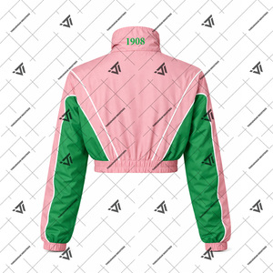 ขายส่งกรีกอัลฟ่า |   คาปา |   เสื้อแจ็คเก็ตครอปปักลายสีสันตัดกัน แบรนด์ Alpha AKA Sorority Clothing - Product Image 2