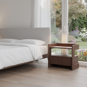 โต๊ะข้างเตียงไม้สักแท้ 100% ผลิตในอินโดนีเซีย สีน้ำตาลชา สำหรับเฟอร์นิเจอร์ภายในบ้านและเฟอร์นิเจอร์อพาร์ตเมนต์ - Product Image 1