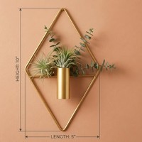 Vas Dinding Logam Berlapis Emas Modern, Pot Gantung Desain Geometris, Tahan Lama Ringan untuk Bunga Tanaman Hijau, Gaya Minimalis