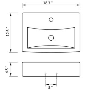 Rubinetto rettangolare in ceramica nera per il lavandino del bagno con foro di straripamento - Product Image 6