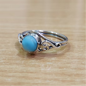 Bague en argent 925 avec pierre précieuse Larimar de qualité supérieure, style minimaliste, élégante et raffinée, bijou pour femme - Product Image 2