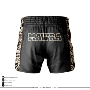 กางเกงมวยไทยชาย MAWRA ลายเสือดาว สีดำ แห้งเร็ว สปอร์ต เอวยางยืด พิมพ์ลายแบบ Sublimation สำหรับผู้ชาย - Product Image 6
