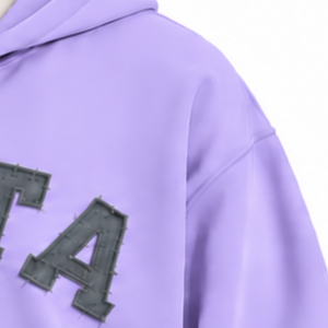 Customized <b>Light</b> Purple Mens Full Zip Hoodie Chenille <b>Letter</b> Patch Heavyweight Fleece Oversized Casual Streetwear Sweatshirt - Product Image 6