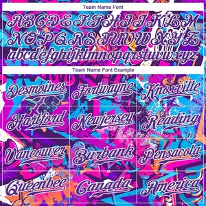 Maillot de softball pour femme, motif graffiti personnalisé, violet et blanc, respirant, anti-humidité, vêtements de sport professionnels pour équipe - Product Image 4
