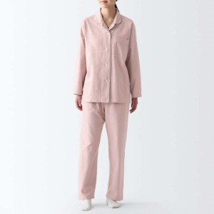 Ensemble de pyjama en coton rose pour femmes, manches longues, col rabattu, classique, longueur intégrale, vêtements de nuit doux et tissés, saison printemps - Product Image 1