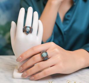 Ensemble de bague et de bracelet en macramé fait main avec pierres précieuses |   Bijoux Bohèmes |   Mangalmay Corporation - Product Image 2