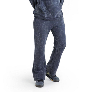 Conjunto Deportivo de Hombre, Sudadera con Capucha y Pantalones de Algodón Lavado Azul, Corte Regular, Ropa Casual de Invierno 2 en 1, Secado Rápido, Bordado de Rayo de Corazón - Product Image 3