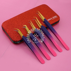 Pince à épiler professionnelle à pointe de fibre russe pince à épiler d'isolation incurvée droite nouvelle pince à épiler Extensions de cils pour cils - Product Image 3