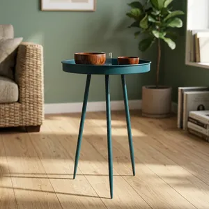 Modern Powder Coated Iron Tripod <b>Table</b> Modern <b>Round</b> <b>Tray</b> Top Accent Side <b>Table</b> for Living Room Furniture - Product Image 3