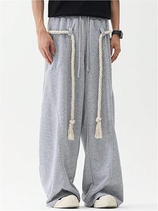 Men's Baggy Pants Barrel Y2k Rope <b>Drawstring</b> Wide Leg Oversized Track Pants Streetwear <b>Trousers</b> - Product Image 2