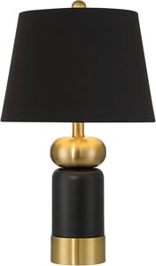 Wholesale Modern Black <b>Gold</b> <b>Table</b> Lamp Metal Body with Fabric Shade 21.75 Inch Small Accent Lamp for Bedroom <b>Bedside</b> Living Room - Product Image 4