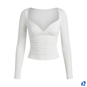 Women Long Sleeve Square Neck Ruched 2 Piece Shorts <b>Set</b> Solid Color Knitted Breathable <b>Sexy</b> Club Wear All Seasons Skinny Fit - Product Image 4