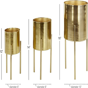 Metal Indoor Outdoor <b>Planter</b> <b>Large</b> <b>Planter</b> Pot with Removable Stand, Set of 3 <b>Planters</b> - Product Image 2