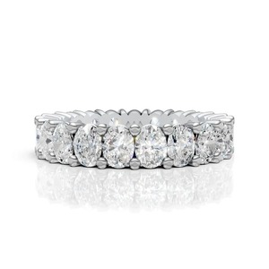 Diamond <b>Statement</b> <b>Ring</b> in 14K White Gold Bold Men's Fine Jewelry Piece Featuring Continuous Eternity Band of Oval-Cut - Product Image 2