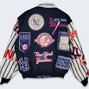 Custom Graffiti <b>Patchwork</b> Cow Hide Leather Winter Tanned High Street Varsity <b>Jacket</b> Men Rhinestone Embroidery Patches Windproof - Product Image 2
