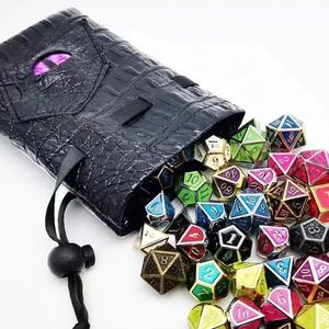 Bolsa de Dados Hecha a Mano de Cuero PU con Diseño de Ojo de Dragón, Cierre con Cordón, Bolsa de Almacenamiento para Dados D&D, Textura Negra en Relieve - Product Image 5