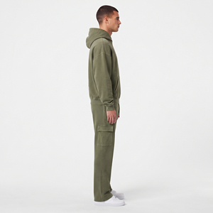 Conjunto Deportivo para Hombre, Sudadera con Capucha y Pantalones Deportivos 100% Algodón, Sudadera con Hombros Caídos y Pantalones Deportivos Rectos con Corte Acampanado, Conjunto de Dos Piezas - Product Image 3