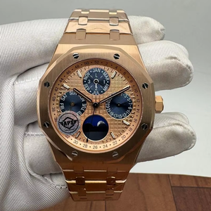 Reloj de Lujo de Edición Limitada con Bisel en Tono Oro Rosa de 41 mm, Calendario Perpetuo, Movimiento Automático ETA, Estilo Urbano, Acero Inoxidable, Diseño de Moneda Antigua - Product Image 1