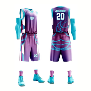 Conjunto de Camiseta de Baloncesto a Rayas Rojas y Azules, sin Mangas, Cuello en V, Poliéster que Absorbe la Humedad, Ropa Deportiva Unisex para Adultos - Product Image 6
