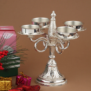 Classic polished gold three-arm <b>candelabra</b> featuring a refined, smooth minimalist silhouette available at wholesale price. - Product Image 5