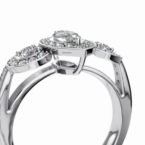 Anillo de Compromiso de Diamantes con Corte Marquesa Certificado por IGI para Mujer, Oro Blanco, Estilo Romántico, Aniversario de Bodas, Oro de 10K, 14K, 18K, Plata 925 - Product Image 2